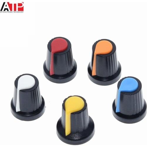 5PCS/lot WH148 potentiometer knob cap(copper core) 15X17mm 6mm Shaft Hole AG2 Yellow Orange Blue White Red 5value*1PCS=5PCS