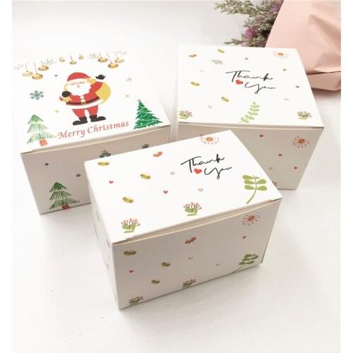 50Pcs New Style "Thank You"Love Paper Gift Boxes Santa Claus Party Favor Baking Cookie Cake Candy Packaging Boxes