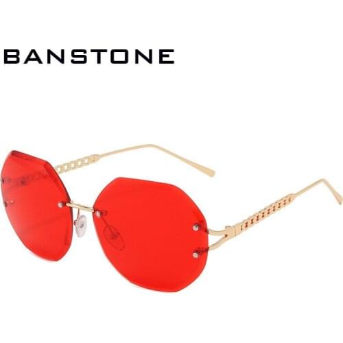 BANSTONE Fashion Polygon Rimless Sunglasses Women Sun Glasses Metal Luxury Female Spectacles Eyeglasses Colored Eyewear UV400
