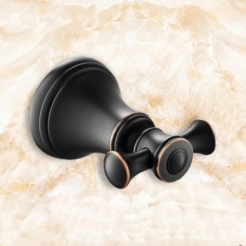 Brantford Double Brass Robe Hook, Oil-Rubbed Bronze