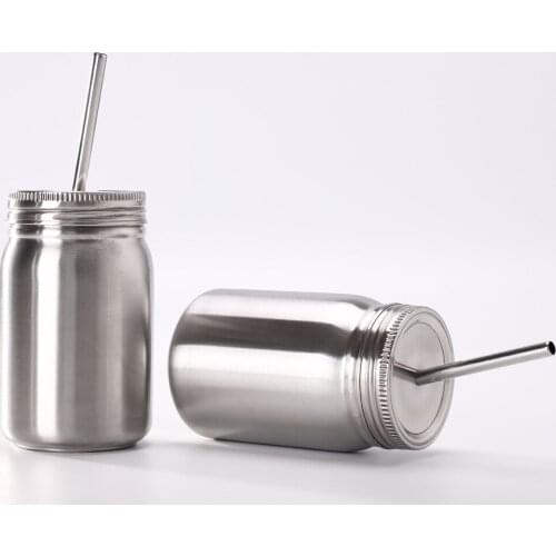 Stainless Steel Tea Mug Double Wall Mugs Safe Durable Anti-rust Mason Jars with Lids and Straws Portable Travel Metal Cup