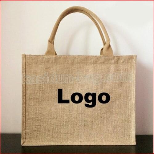 100pcs/lot customized jute bag logo