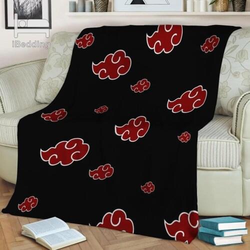 Cartoon Narutos Red Cloud Flannel Throw Blanket Printed Quilts Soft Blanket for Sofa Bed Soft Print on Demand Dropshipping