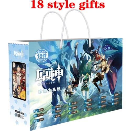 Game Genshin Impact DIY Lucky Bag Christmas Gift Kids Toy Birthday Surprise Box Project Accessories Bracelet Badge Sticker Stand