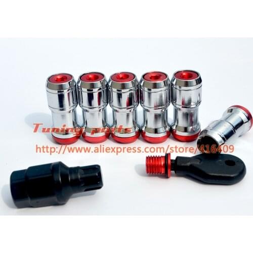 M12xP1.5 Neo Chrome Stainless Wheel Nut 20pcs Lock Lug Nuts With Adapter and Key