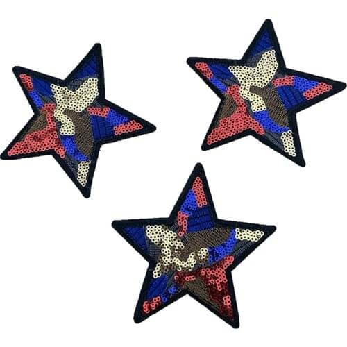 Colorful Sequin Star Patch Iron on Stars Embroidered Appliques Patches For Clothing Trousers Bags DIY Repair Sewing Accessories