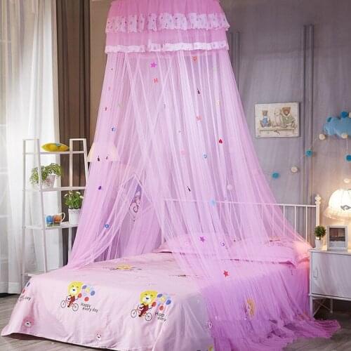Summer Children Kid Bedding Mosquito Net Elegant Tulle Green Yellow White Pink Round Dome Mosquito Bed For Queen Twin Net King
