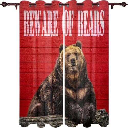 Bear Red Wood Grain Curtains for Living Room Luxury Window Curtain Bedroom Kitchen Curtains Drapes