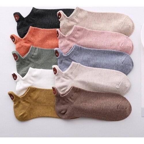 Women Ankle Socks Spring Summer Cotton 1Pair Sale Casual Short Sports Socks Breathable Cute Soft Embroidery Color Female No Show