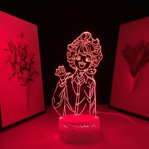The Promised Neverland Anime Figure Emma Led Night Light for Kids Home Room Decor Child Nightlight Bedside Desk Lamp