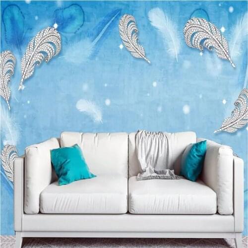 Beibehang Wallpaper custom wallpaper mural living room bedroom sofa 3D beautiful feather jewelry TV background wall decoration