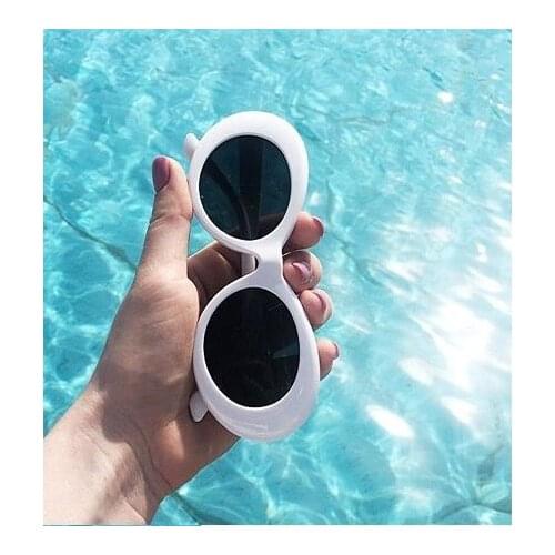 New goggle Kurt Cobain sunglasses oval sunglasses ladies trendy hot Vintage retro sun glasses Womens white black eyewear UV
