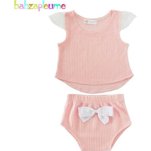 Newborn Baby Girls Clothes Cute Pink Color Toddler Outfits Summer Sleeveless Infant Costume tshirt+PP Pants 2PCS/Set 0-24M A202