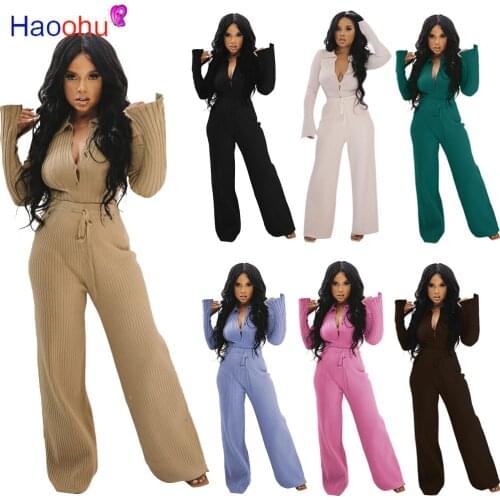 HAOOHU Solid Autumn Winter Knitted Womens Set Sweater Button Top Straight Pants Suit Activewear Tracksuit Two Piece Set Outfit