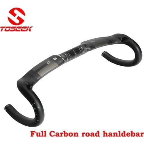 TOSEEK Ultralight Bike Handlebar Carbon Fiber Handle For Bicycle Bike Accessories Road Bicycles Handle Bar Matte 200g Handlebar