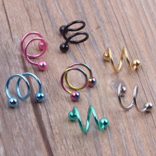 16g~1.2mm Double Twister Lip EAR CARTILAGE TRAGUS HELIX EYEBROW RING Earring Ear Hoop Stud