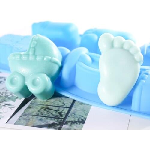 Silicone Mould Footprint Bear Shape Soap Mould Baking Tools Baby Shower Party Supplies Soap Making Silicone Molds for Baking