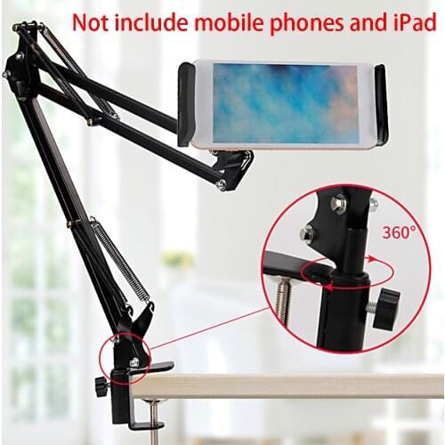 Universal Smartphone Clamp Tablet Stand Portable Clamp Holder Adjustable Stand Portable Foldable Lazy Desk Mount Holder Bracket