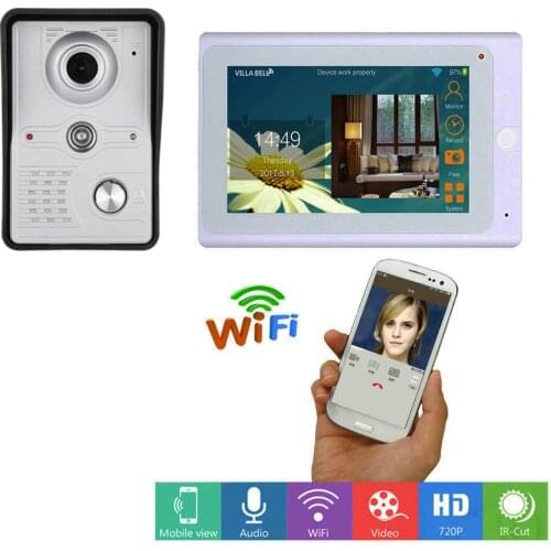 7 Inch Wireless WiFi Video Door Phone Intercom System Video Record with 1000TVL Wired Doorbell Camera, Support APP Remote unlock