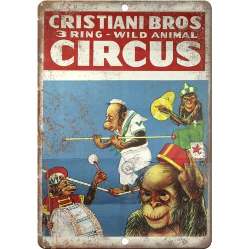 Christiani Bros Circus 12x8 Inch Vintage Retro Decor Metal Tin Sign