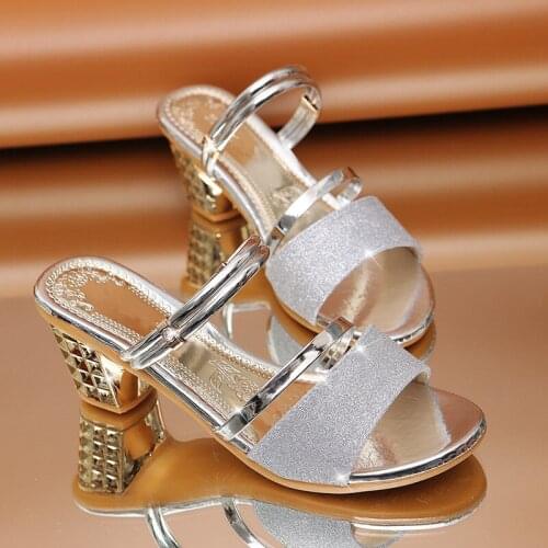 Woman Sandals Shoes Slippers 2021 Summer Style Wedges Pumps High Heels Slip On Bling Fashion Gladiator Shoes Women