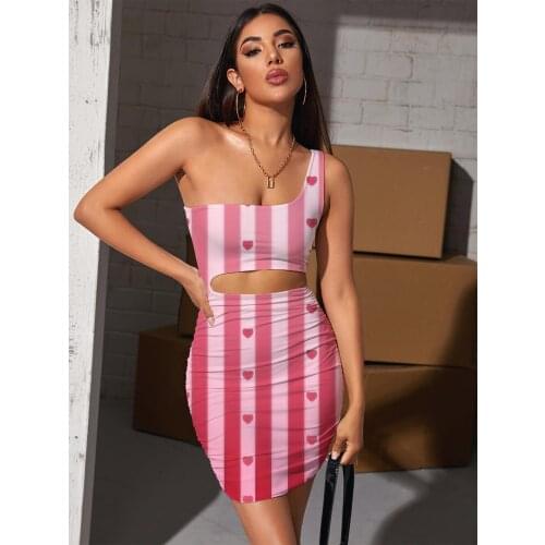 Giyu Brand Stripe Dresses Women Love 3d Print Abstract Vestido Sexy Harajuku Bodycon Dress Womens Clothing Party Short Beach