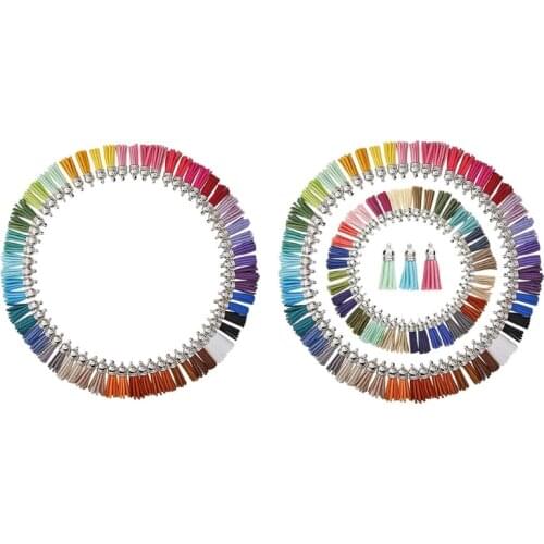 100/60 Pieces Leather Pendants Jewelry Fiber Fringe with Caps for Keychain Straps DIY Accessories