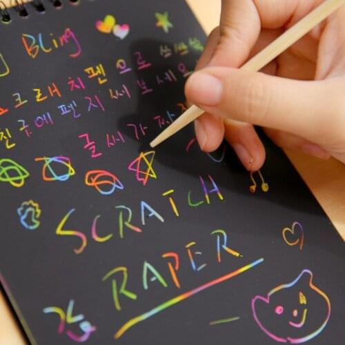 10x14cm Drawing Board Drawing Toys With Magic Drawing Stick Children Colorful Write Painting Paper Scraping Book Education Toys