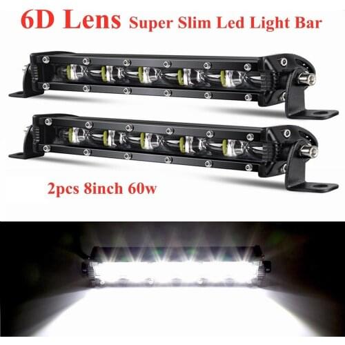 8inch 60W 6D Lens LED Work Light Bar Spotlight Auto Driving Fog Lamp LED Light Bar for Off Road SUV Trucks ATV Work Lamp
