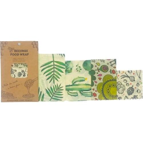 20pcs/bag 5S+10M+5L Beeswax Wraps Natural Zero Waste Plastic Fresh Cloth Wrapper Reusable Sustainable Cactus For Home Garden