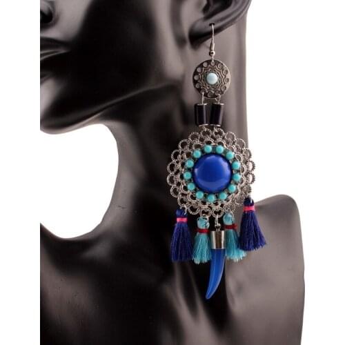 2021 Silver Plated Metal Alloy Tassel Earrings for Women Design Spike Pendant Flower Bead Dangle Drop Statement Earrings