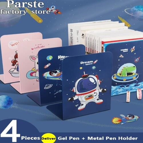 4Pcs Cartoon Anime Bookends L-shaped Desk Organizer Desktop Book Holder School Stationery Office Accessories Drop Shipping