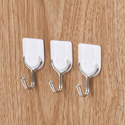 6pcs/Set Strong Adhesive Stick On Wall Hooks Clips Clothes Cloth Hanger Hats Bag Hook Kitchen Bedroom Bathroom Accessories