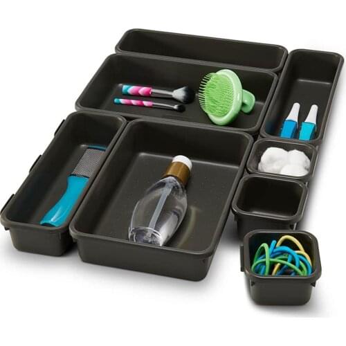 8Pcs Multifunctional Desk Drawer Bins Storage Organizer Trays Cosmetic Dividers Home Sundries Jewelry Makeup Desk Organization