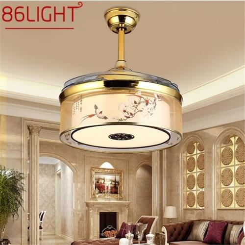 86LIGHT Ceiling Fan Lights Lamps Remote Control Without Blade Modern Gold LED For Home Dining Room Restaurant
