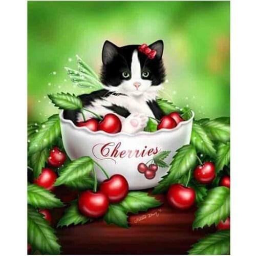 Kexinzu Full Square Round Drill 5D DIY Diamond Painting "Animal Cat" 3D Embroidery Cross Stitch Mosaic Home Decor Gift