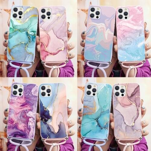 Necklace Lanyard Rope Case For Samsung Galaxy A71 A70 A52 A32 A50 A51 A10 A20 A21s A31 S8 S9 S10 S20 FE S21 Plus Ultra TPU Cover