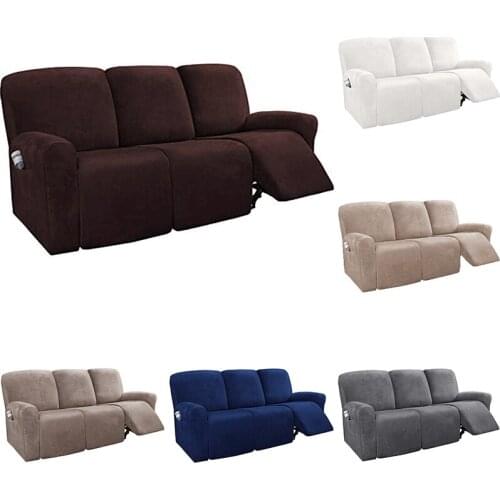 Stretch Recliner Sofa Cover Suede Sofa Slipcover All-inclusive Massage Couch Covers Non-slip Armchair Slipcover 3 Seater