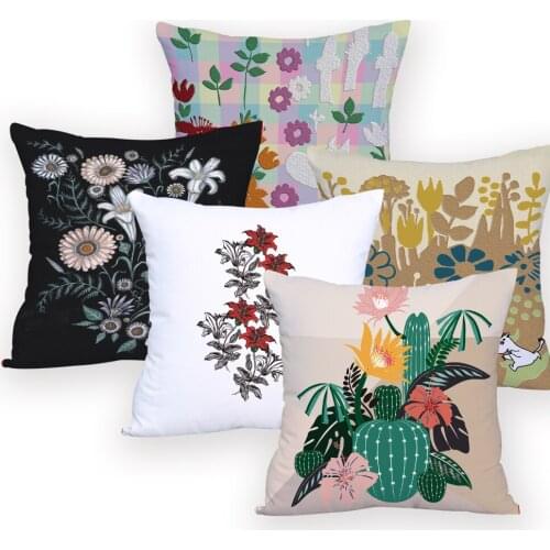 Flowe Cushion Cover Colorful Decorative Cushions Custom Hot Sale Pillow Cover Crane Cushions Decorative Cushion Covers for Car