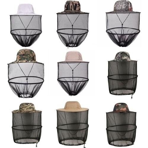 Camouflage Fishing Hat Bee Keeping Insects Mosquito Net Prevention Cap Mesh Fishing Cap Outdoor Sunshade Lone Neck Head Cover