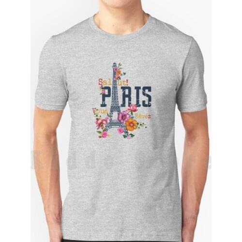 Eiffel Tower T Shirt Diy Big Size 100% Cotton Paris Watch Covers Cups Blouses Vinyls Decorative Fabrics Sees It Fitness Happy