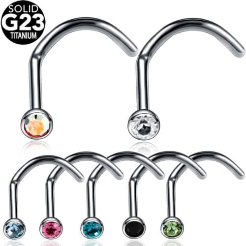 G23 Titanium Nose Piercings Nose Studs Lots Bone Gem Nose Hoop Nostrilr Screw Piercings Nariz Ring Septo Piercings Body Jewelry