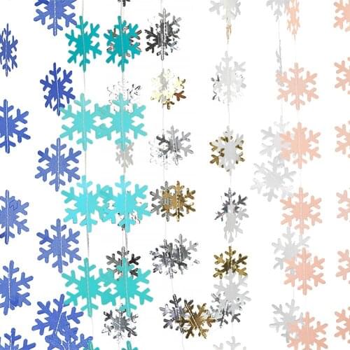 4M Artificial Paper Snowflake Garland Hanging Flags Paper Crafts Snowflake Merry Christmas Ornament New Year Decoration