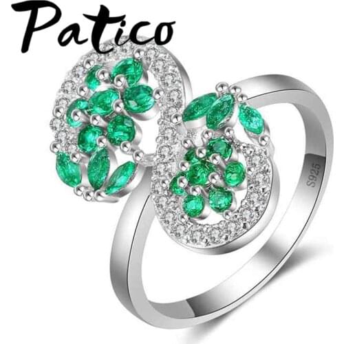 Cross Shape Rings Fashion 925 Sterling Silver Wedding Engagement Rings Green Clear AAA CZ Stone Leaf Jewelry For Lovers