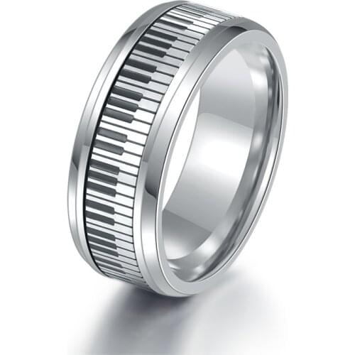 Fashion Temperament Stainless Steel Ring for Men Silver Color Male Literary Minority Music Festival Gift