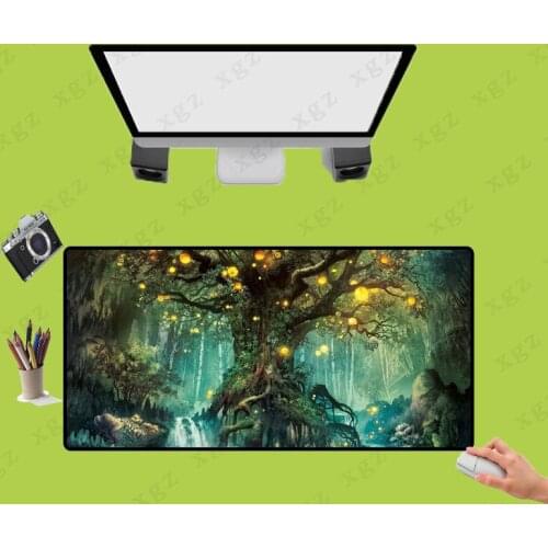 XGZ Tree Lights Forest Fantasy Art Mouse Pad Super Size Thicken Non-fading Mat Non-slip Waterproof Rubber Table Mat