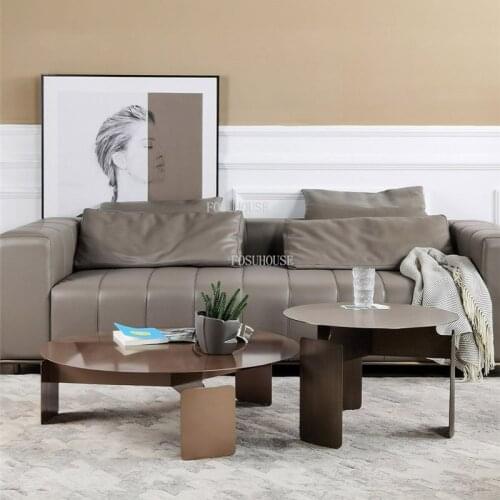 Italian Round Coffee Table Nordic Luxury Minimalist Modern Living Room Simple Stainless Steel Coffee Tables Design Bedside Table