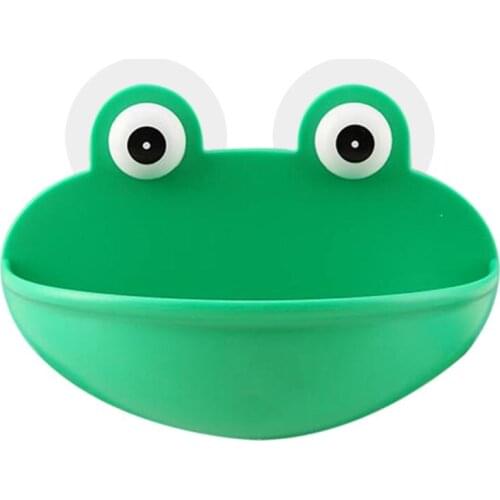 Frogs Shaped Soap Dish Holder with Suction Cups Kitchen Bathroom Soapbox Case Household Accessory