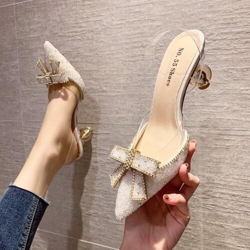 Meriahzheng Sexy Pointed Bow High Heels Red Water Sandals Hollow Word Womens Shoes Heels Women Shoes Sandals Women LSJ