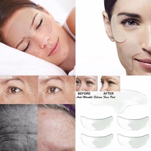 5Pcs Anti Wrinkle Anti-aging Eye Face Pad Reusable Silicone Invisible Eye Chin Forehead Pad Face Lifting Overnight Skin Care Pad